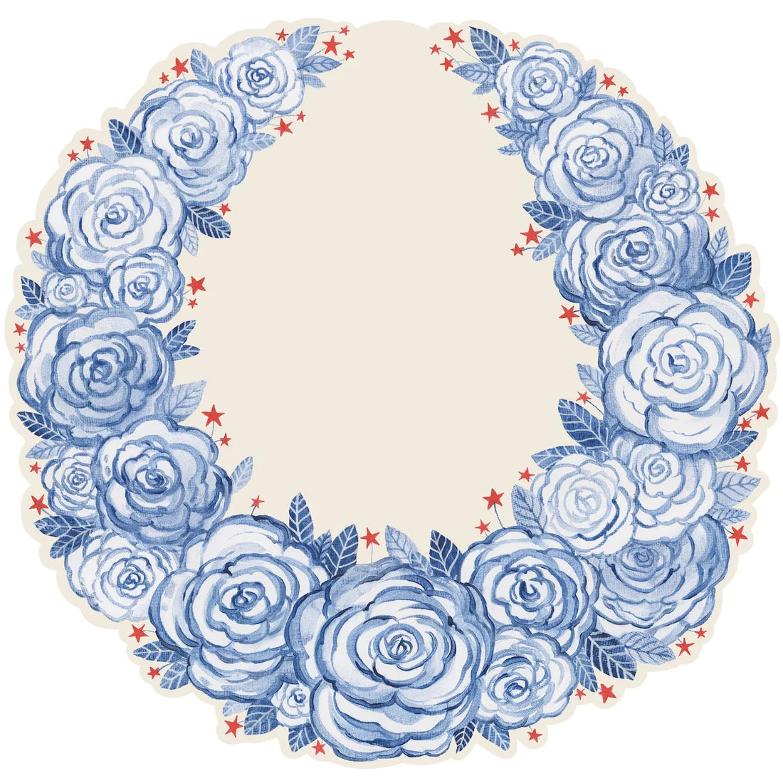 Die Cut American Floral Wreath Placemats, Pack of 12