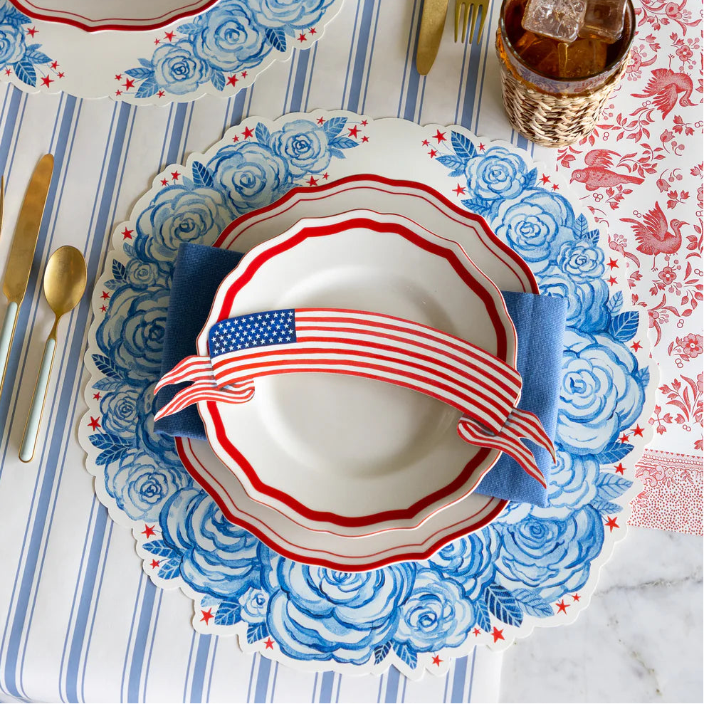 Die Cut American Floral Wreath Placemats, Pack of 12