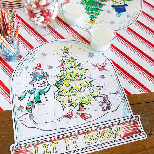 Die-cut Snow Globe Coloring Placemats