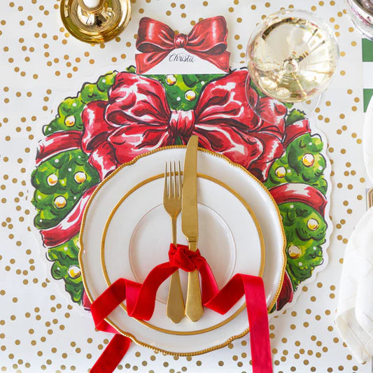 Die Cut Holiday Wreath Placemats