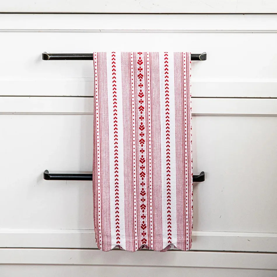 Juliska Villa Stripe Red & White Kitchen Towel (Set of 2)