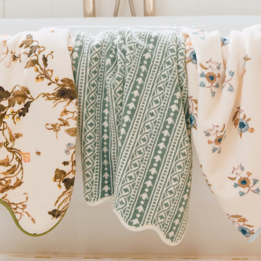 Scalloped Bath Towel in Leah O'Connell Georgie
