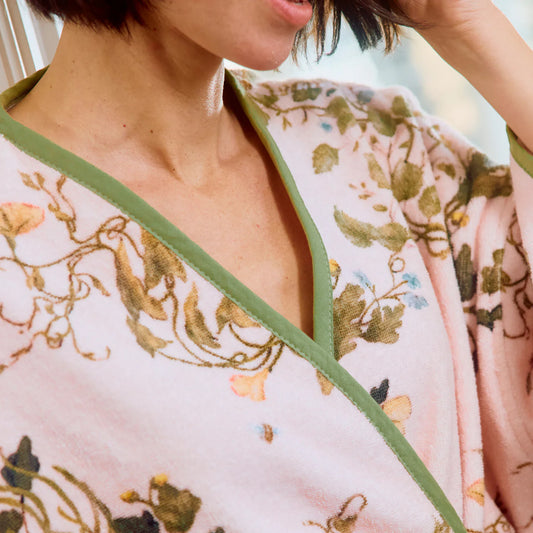 Women's Long Bell Sleeve Plush Robe in Leah O'Connell's Vivian Cherry Blossom
