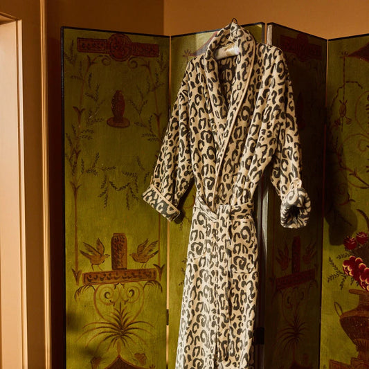 Women's Long Plush Robe in Leopard