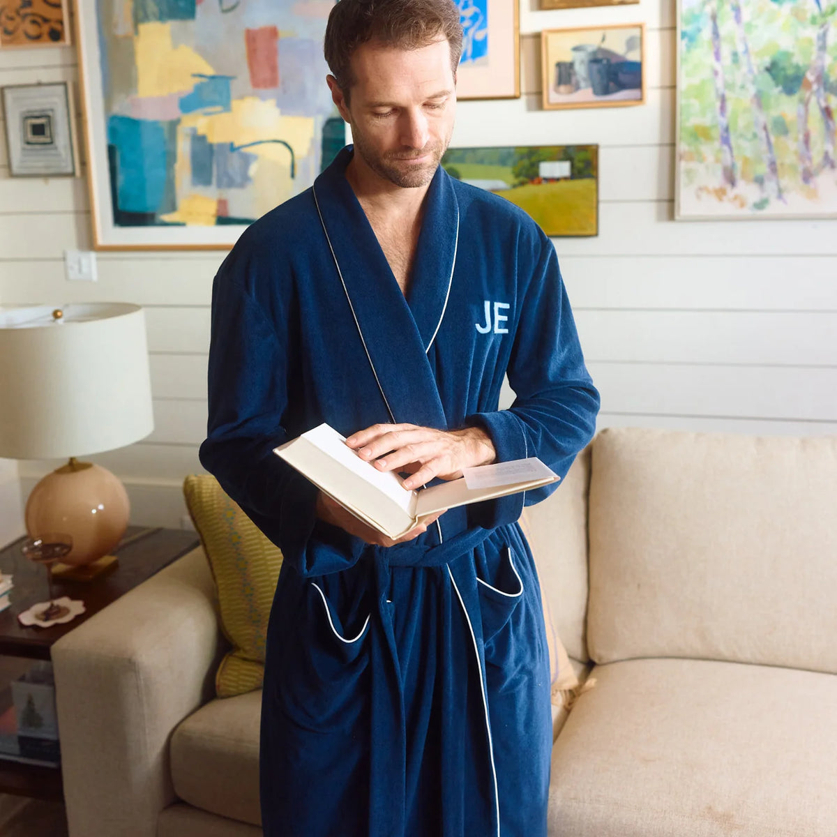 Men's Lightweight Robe in Midnight Navy