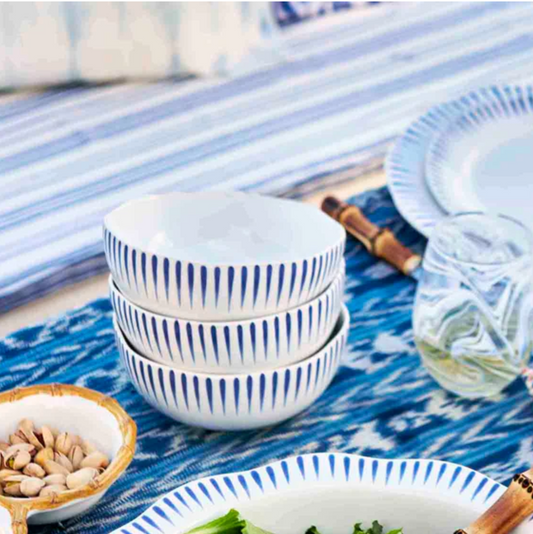 Juliska Sitio Stripe Delft Blue Cereal/Ice Cream Bowl