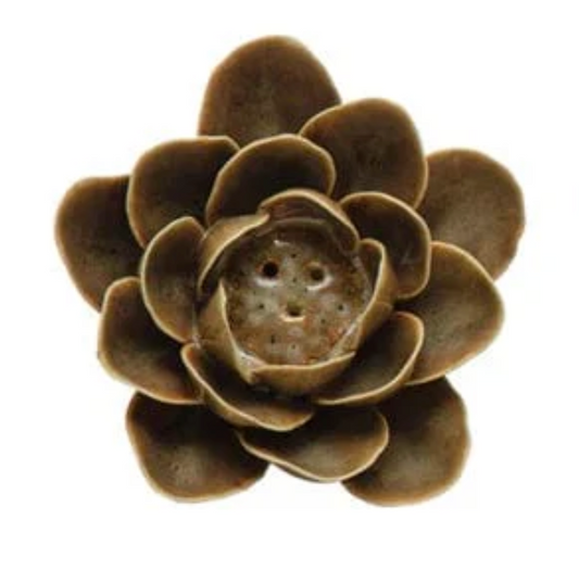 Handmade Stoneware Flower Incense Holder