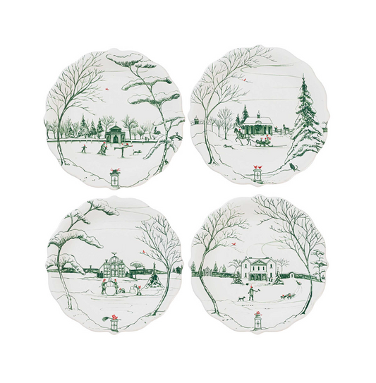 Juliska Country Estate Winter Frolic Evergreen Party Plate (Assort. Set of 4)
