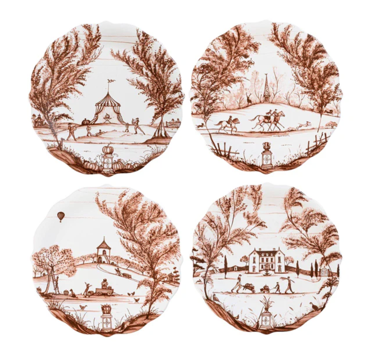 Juliska Country Estate Harvest Sepia Party Plates (Assort. Set of 4)