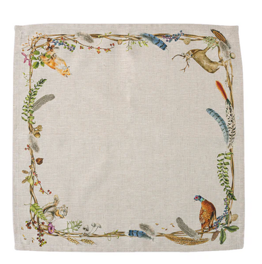 Set of 4  Forest Walk Animal Napkins - Juliska
