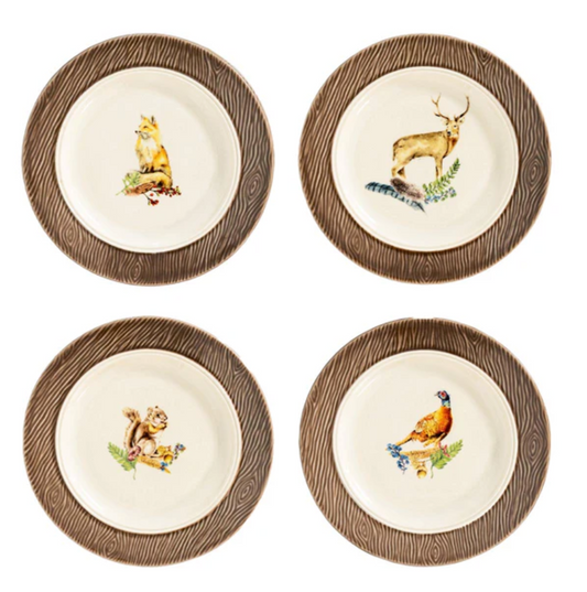 Juliska Forest Walk Animal Cocktail Plates (Assort. Set of 4)