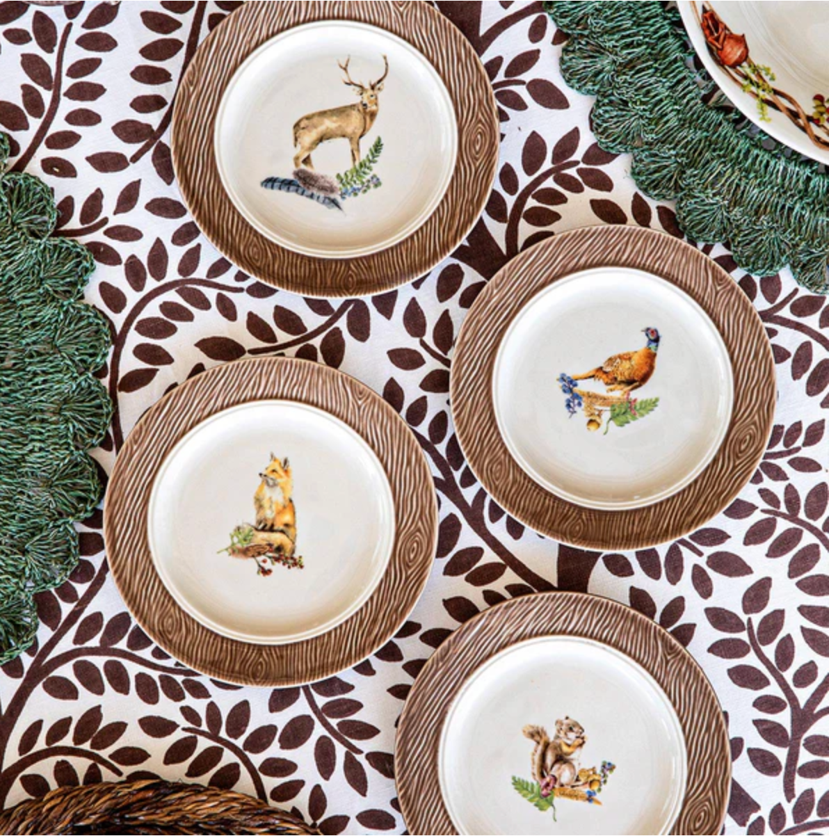 Juliska Forest Walk Animal Cocktail Plates (Assort. Set of 4)