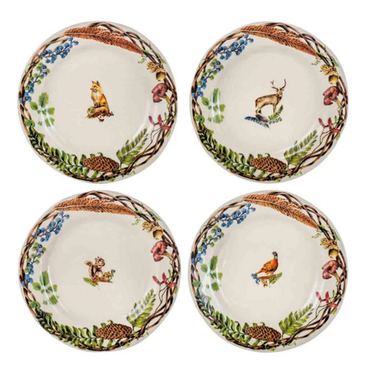Forest Walk Animal Dessert/Salad Plates, Assorted Set of 4 - Juliska