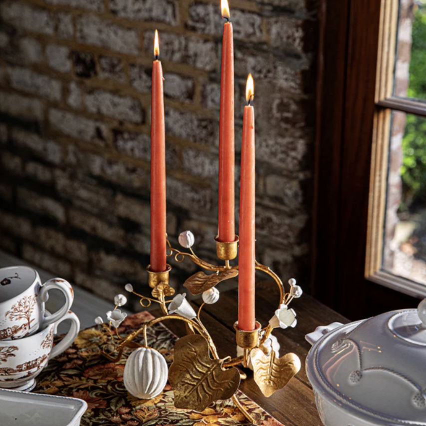 Juliska Forest Walk Gold Pumpkin & Vine Candlestick Holder