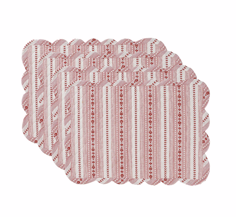Juliska Villa Stripe Red & White Placemat (Set of 4)