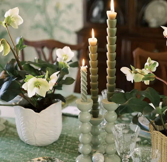 SMALL (10cm) Sage Bobbin Candlestick