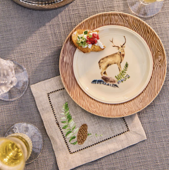 Juliska Forest Walk Embroidered Cocktail Napkins (Assort. Set of 4 )
