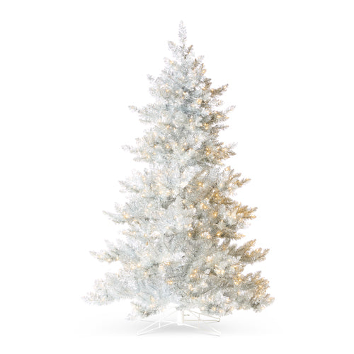 Silver Tinsel Lighted Tree