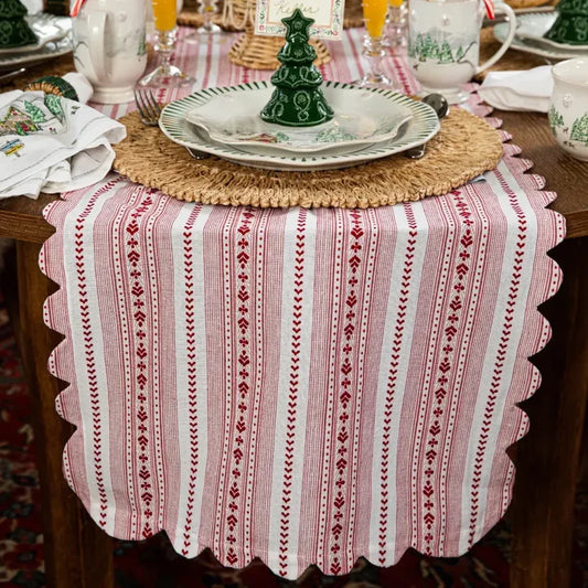 Juliska Villa Stripe Red & White Table Runner