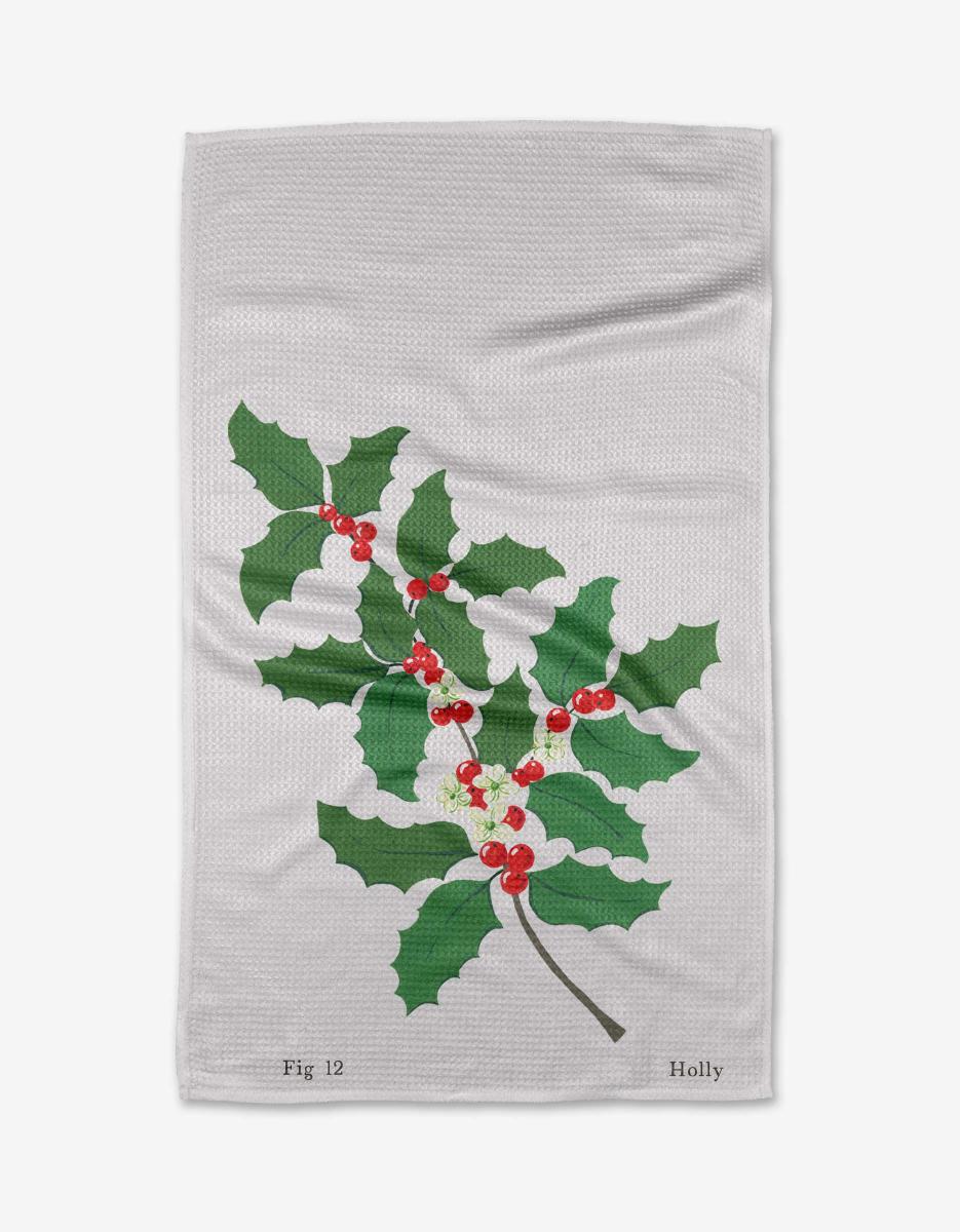 December Holly Tea Towel