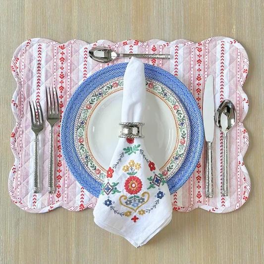 Juliska Villa Stripe Red & White Placemat (Set of 4)