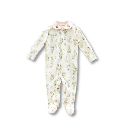 Baby Footed Onesie, Strawberry | Atelier Babbi