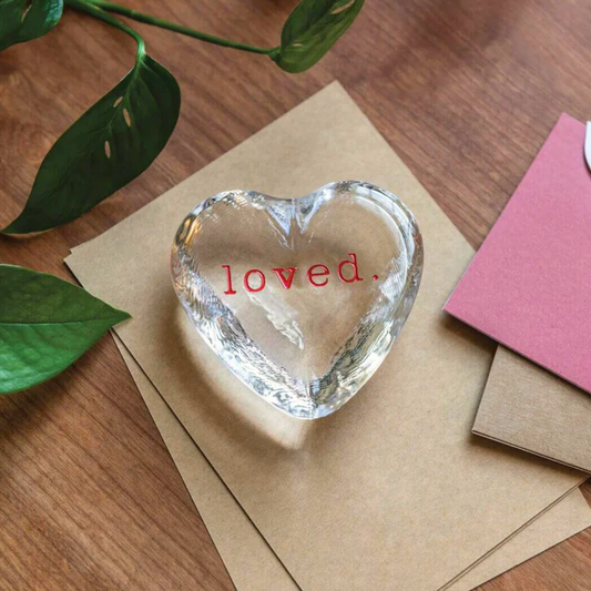 Simon Pearce Medium Highgate Heart, Engraved "Loved"