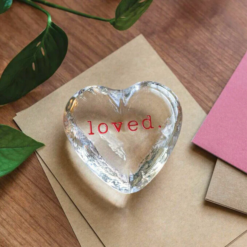 Simon Pearce Medium Highgate Heart, Engraved "Loved"