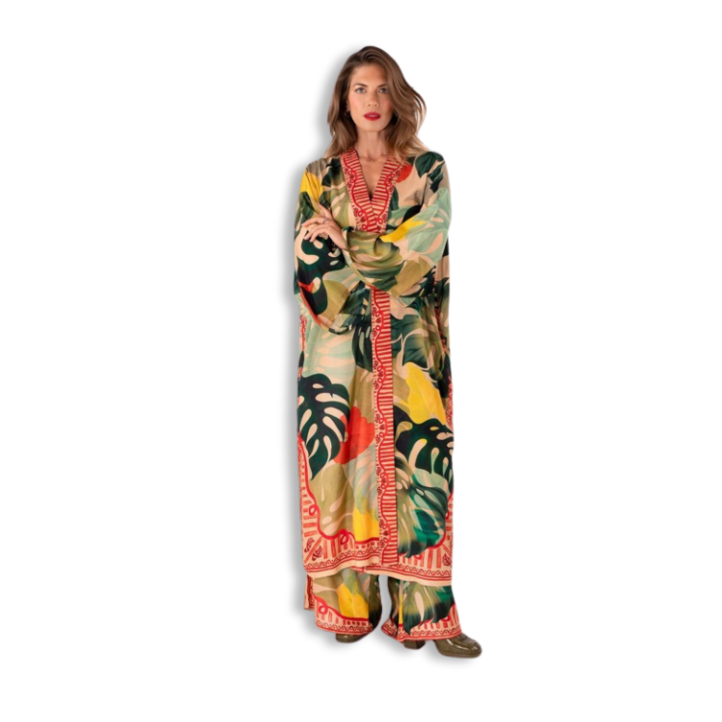 Exotic Leaves Kimono Gown