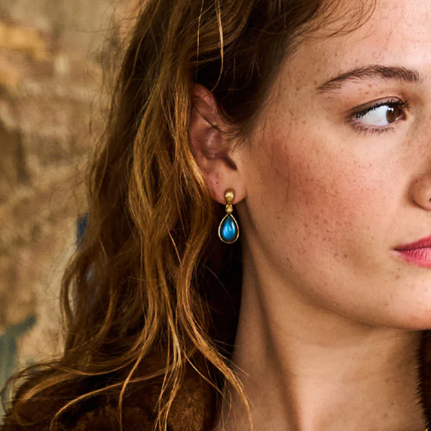 Monique Gem Post Earrings in Blue Labradorite, Capucine de Wulf
