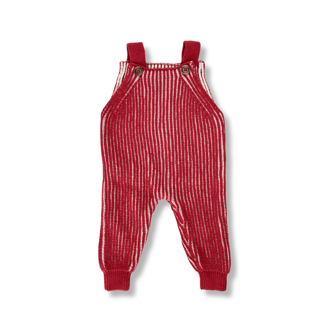 Cotton Brioche Overalls in Red