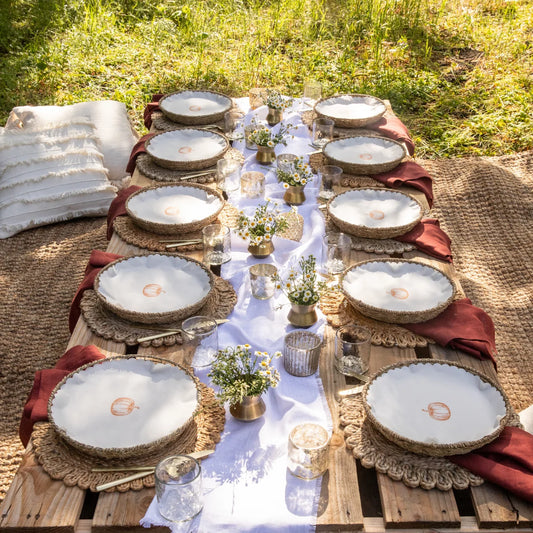 "Pumpkin Spice" Scalloped Flat Plate Liners