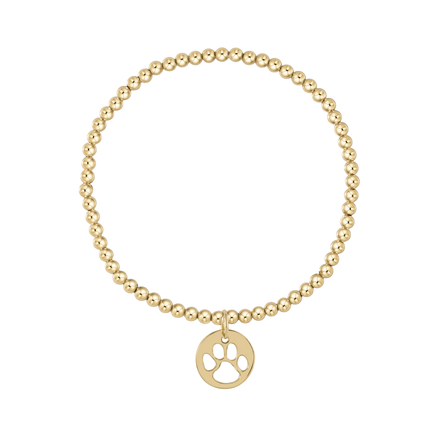 enewton Classic Gold 3mm Bead Bracelet with Paw Print Gold Disc Charm