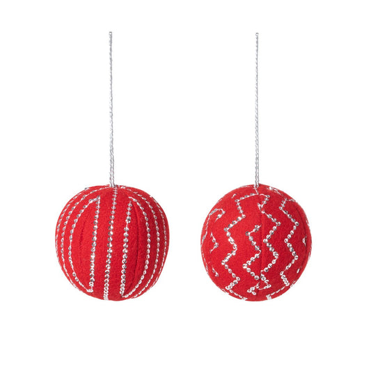 Felt Red Ball Jingle Bell Ornament