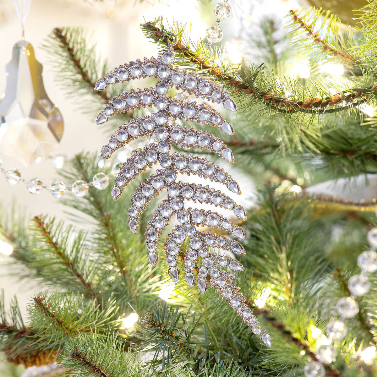 Champagne Gem Fern Front Ornament