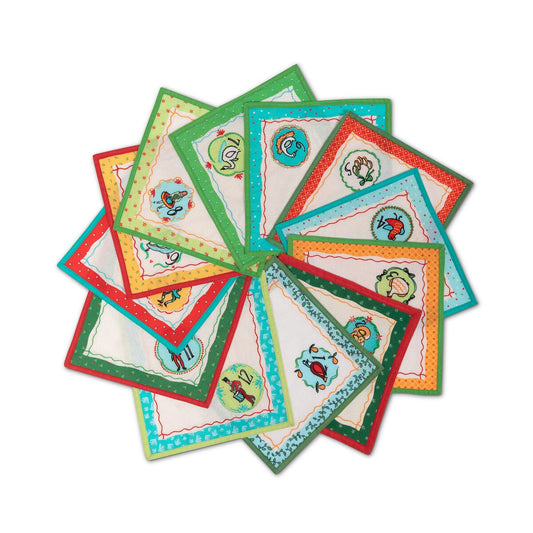 12 Days Embroidered Cocktail Napkins (Set of 12)