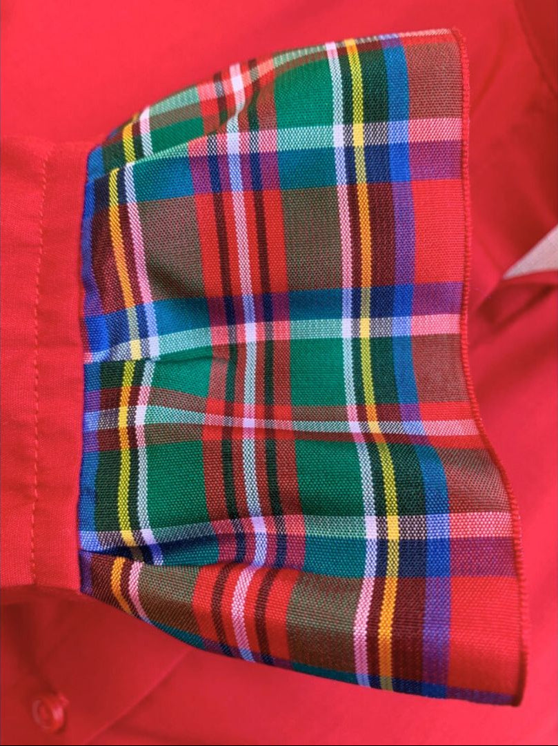 Dionne Holiday Plaid Trim Button Up, Red