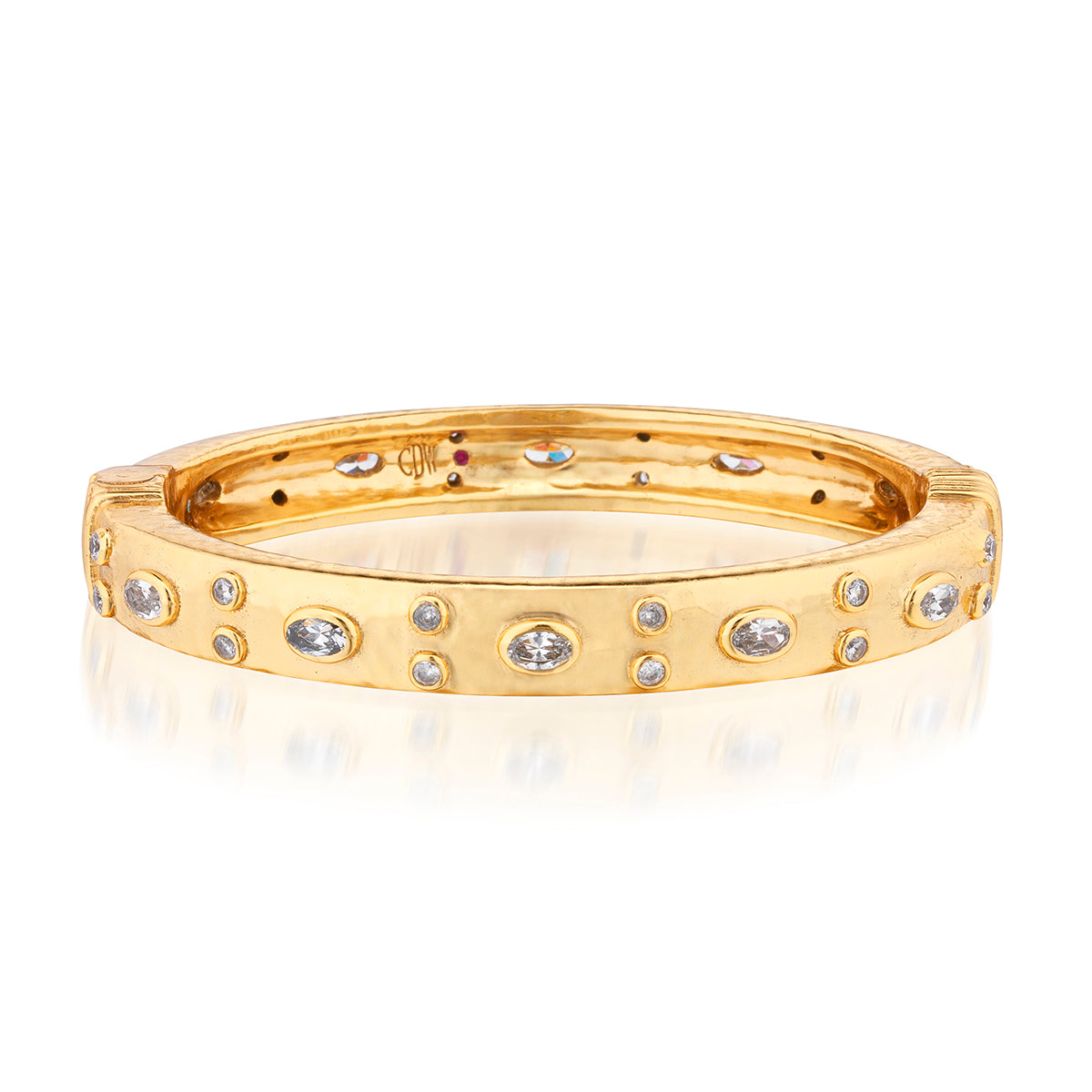 Maharani Hinged Bangle in Gold with Clear Cubic Zirconia, Capucine de Wulf
