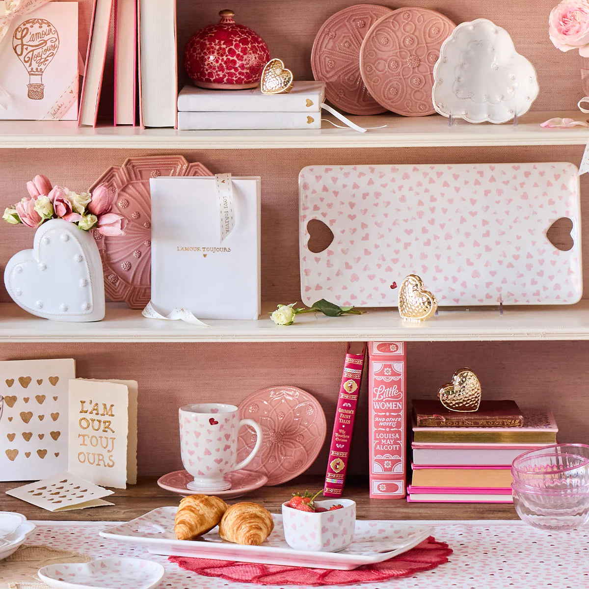 Juliska Love You More Hostess Tray in Pink