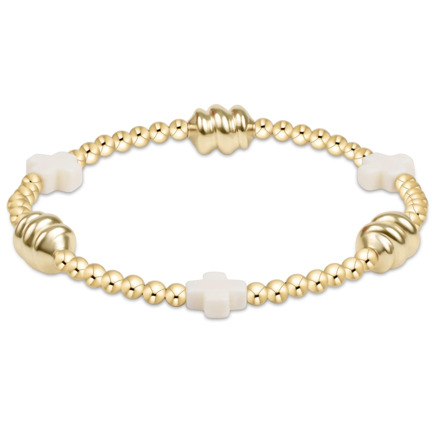 enewton Signature Cross Off-White & Admire Gold 3mm Gold Bracelet