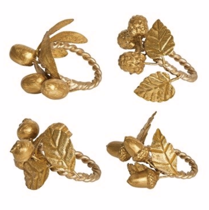 Juliska Forest Walk Gold Leaf Napkin Ring (Assort. Set of 4)