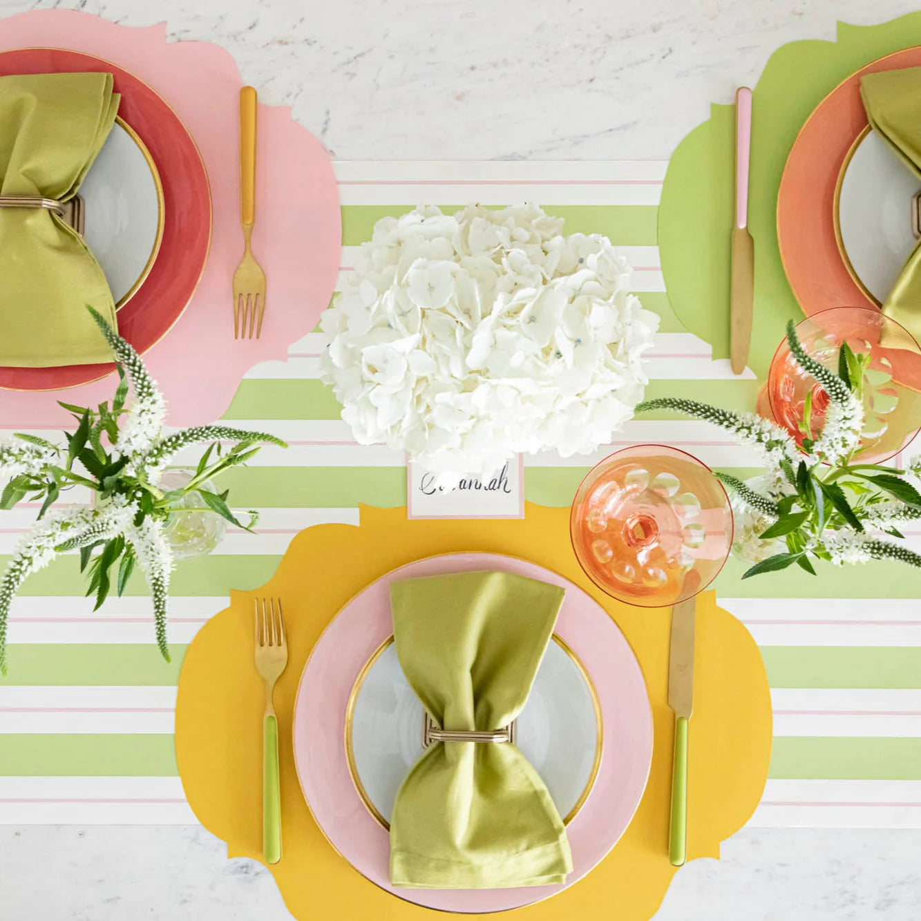 Green & Pink Awning Stripe Runner, Hester & Cook