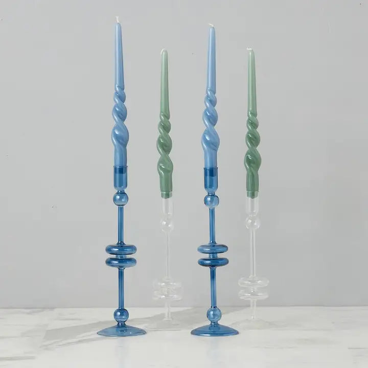 Pair of Lacquered Tall Twisted Taper Candles