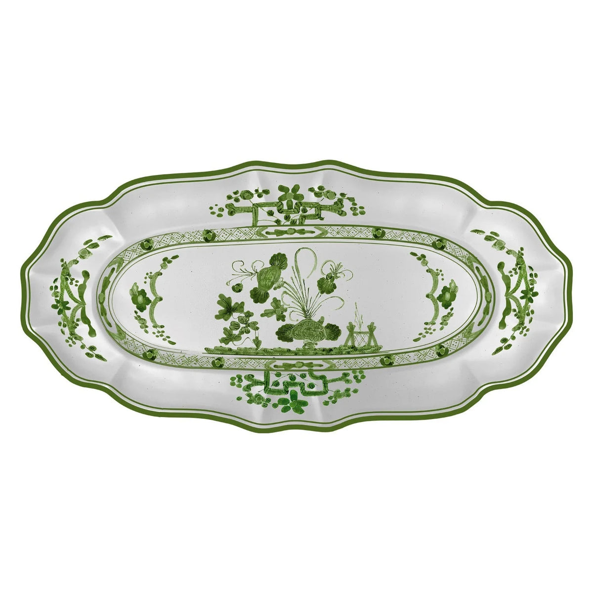 Vida Faenza Green & White Long Oval Tray