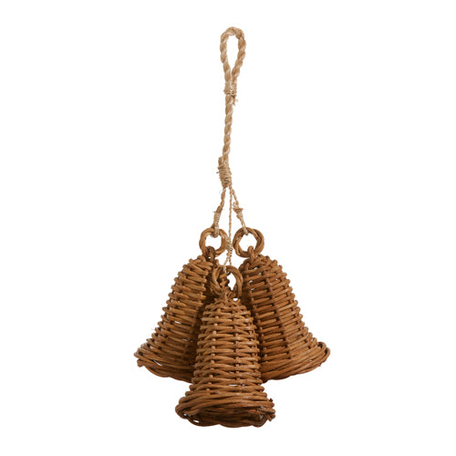 12" CLUSTER OF NATURAL WICKER BELLS