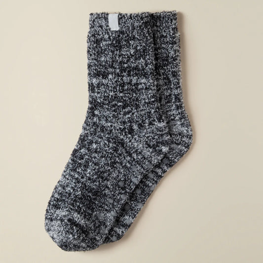 Black Heather Marshmallow Crew Socks