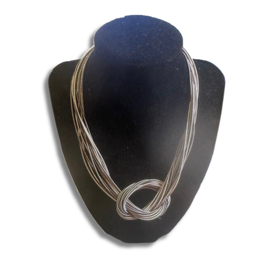 Bronze Piano Wire Large Knot Necklace