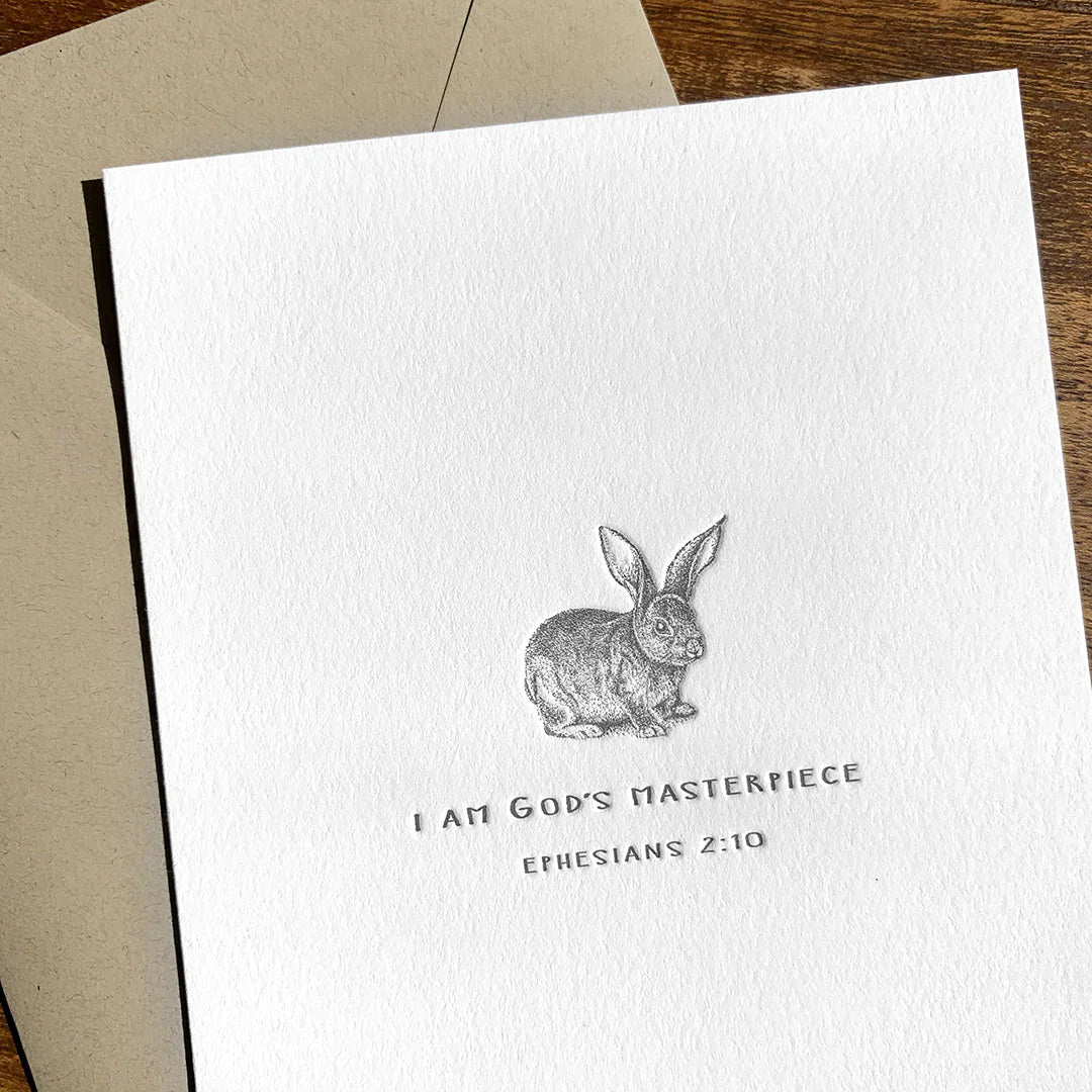 Bunny Letterpress Flat Note Card, Twelve Stone Art