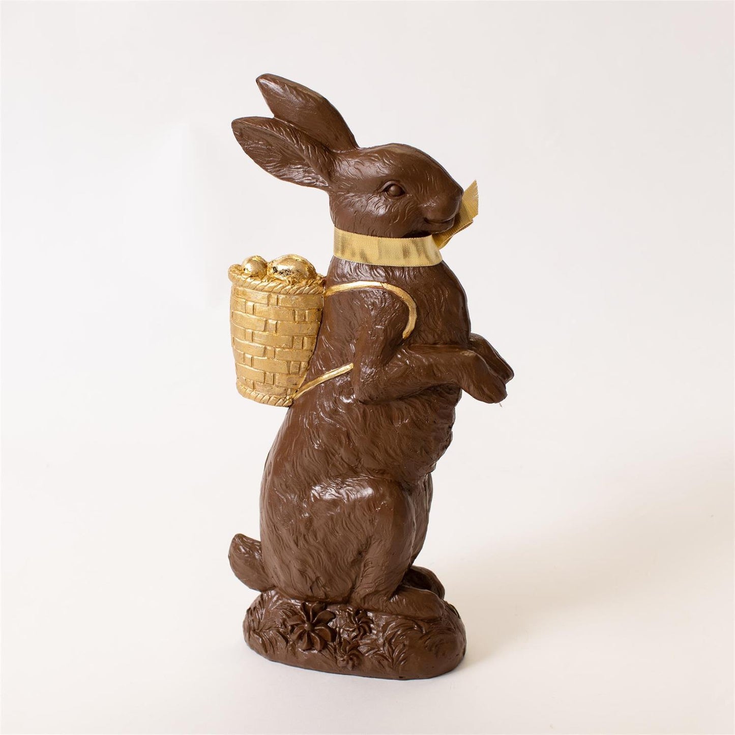 Chocolate Rabbit with Gold Basket