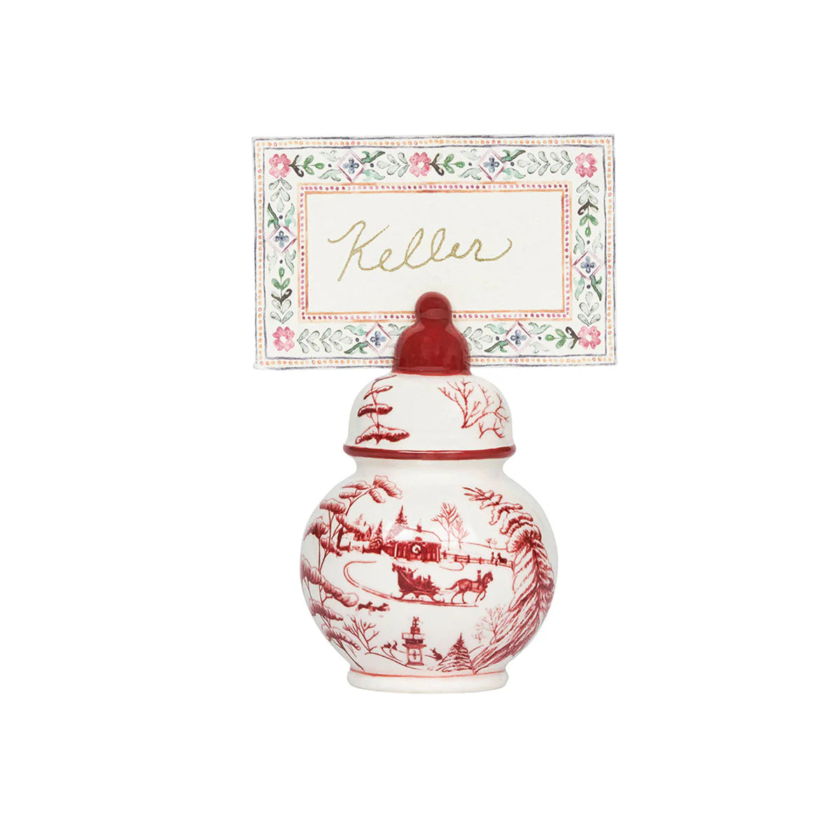 Juliska Country Estate Winter Frolic Ruby Ginger Jar Place Card Holders (Set of 4)
